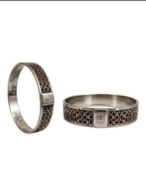 Coach Brown and Silver Signature Cuff Bracelets